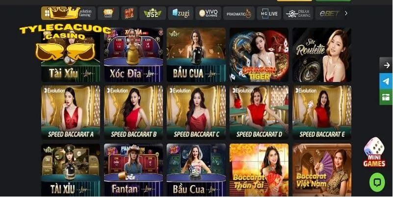 Kho game của trang cược phong phú