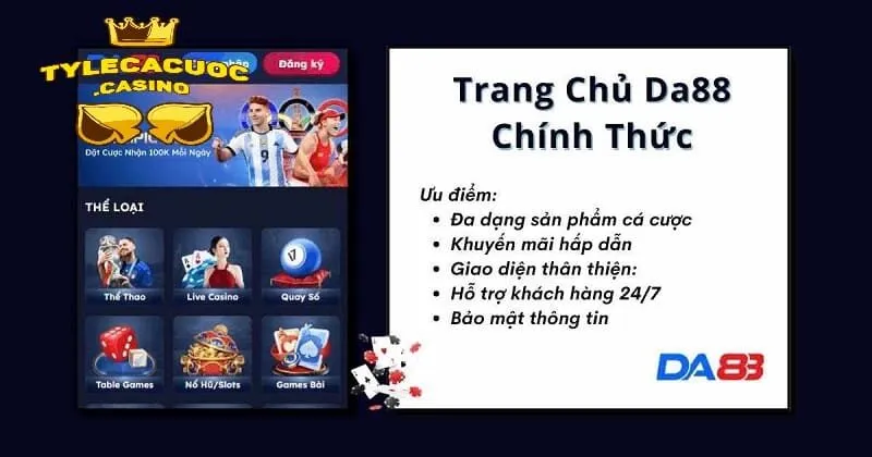 Nhà cái Da88 đảm bảo về tính pháp lý, hoạt động minh bạch